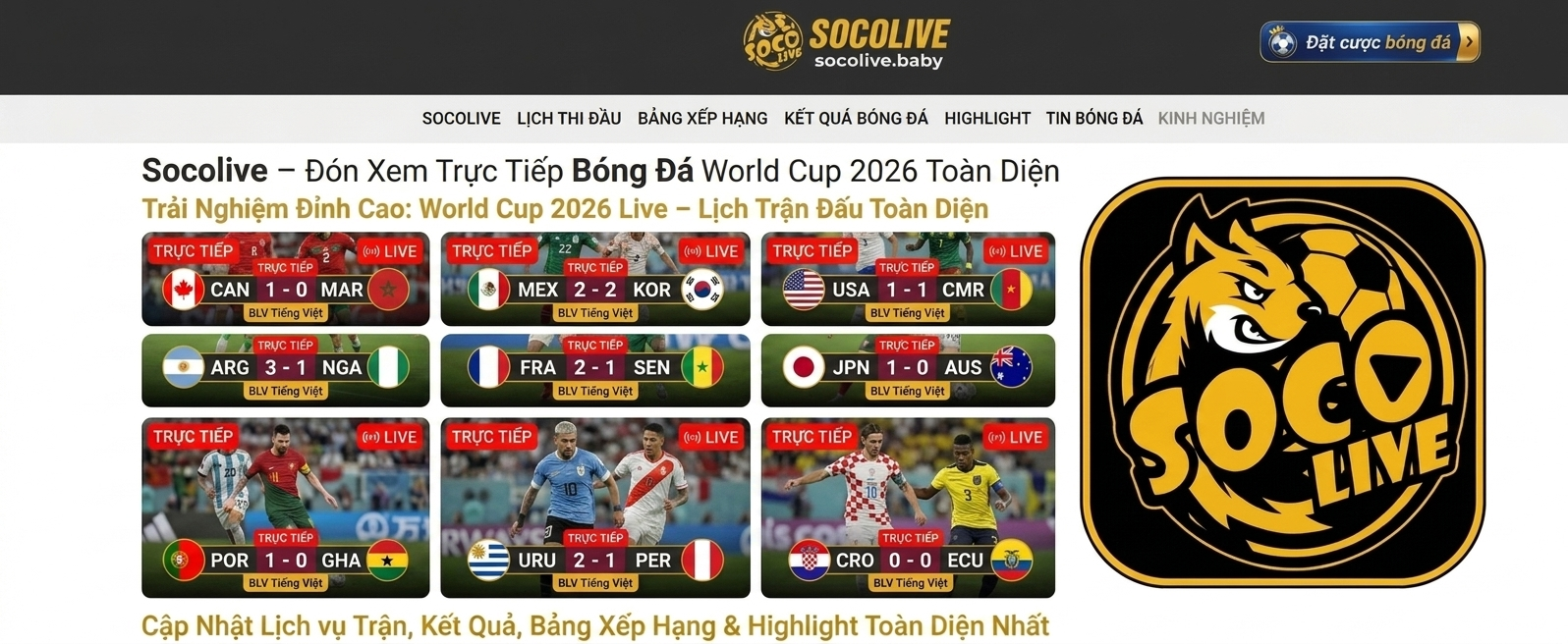 Các nhóm nội dung chính trên Socolive