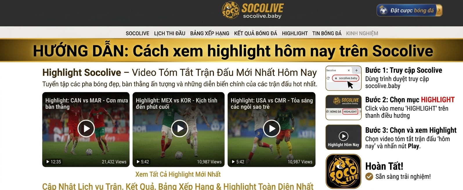 Highlight Socolive – Video Tóm Tắt Trận Đấu Mới Nhất Hôm Nay 1 Cách xem highlight hôm nay trên Socolive
